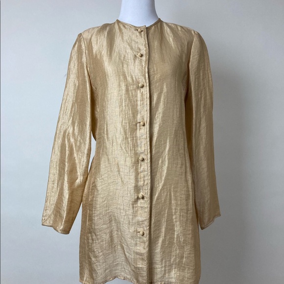 Dana Buchman gold button up tunic - Picture 5 of 6